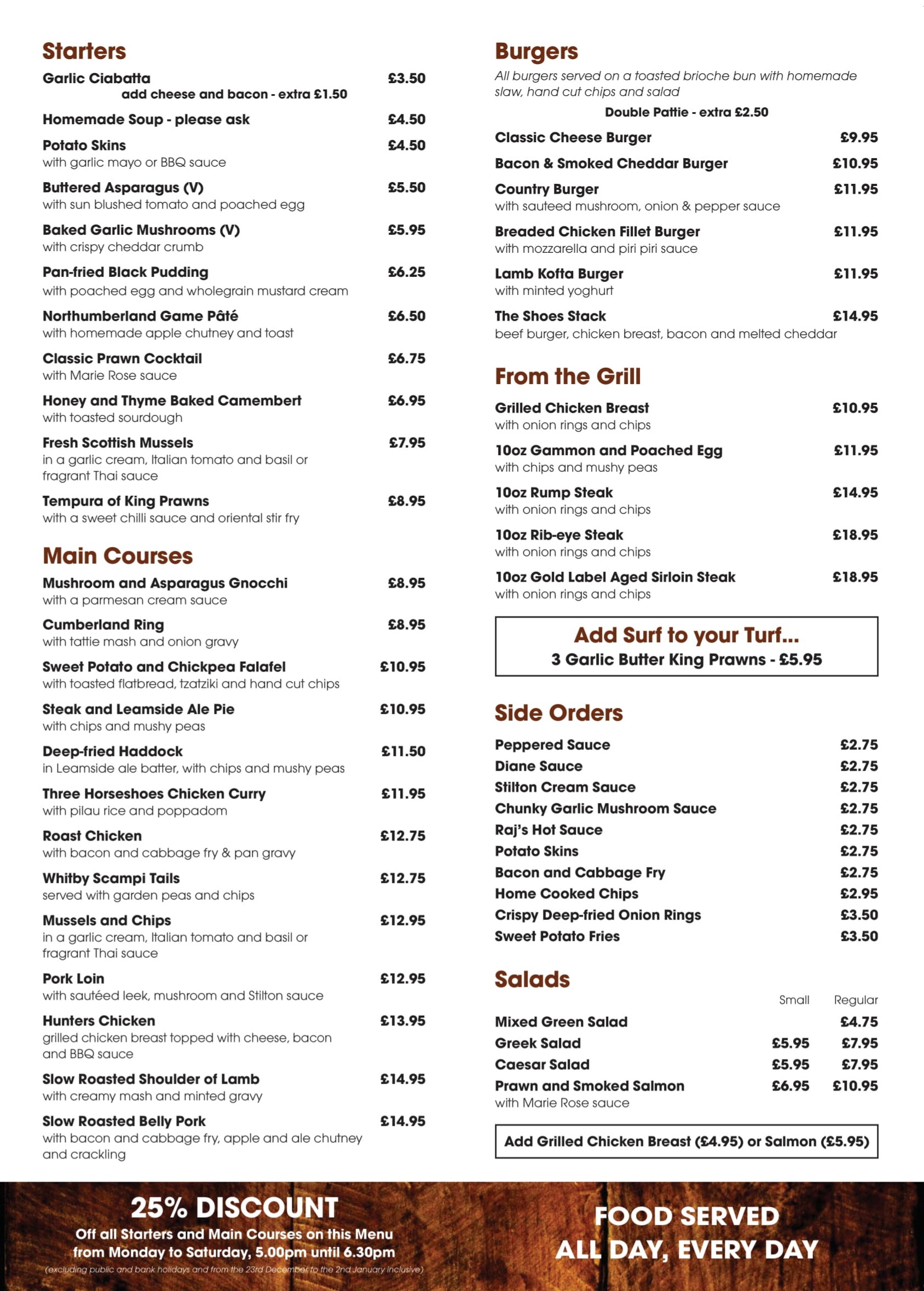 Main Menu & Specials